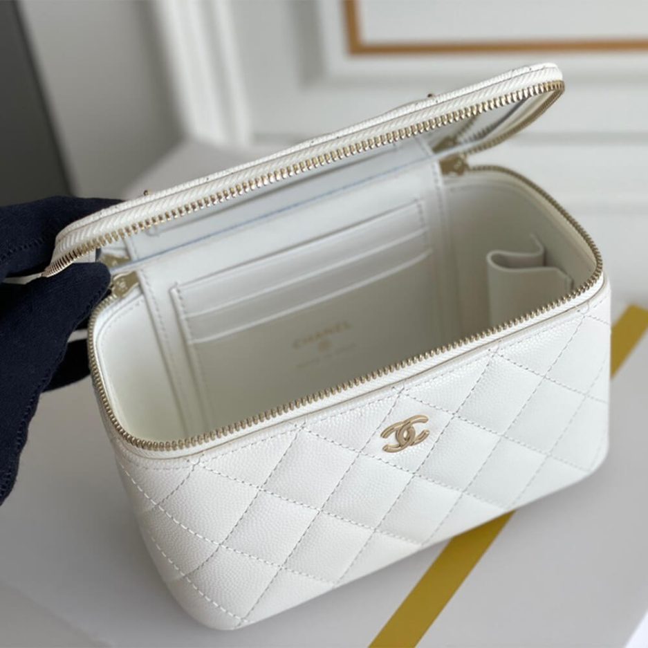 Ch*el long box cosmetic bag