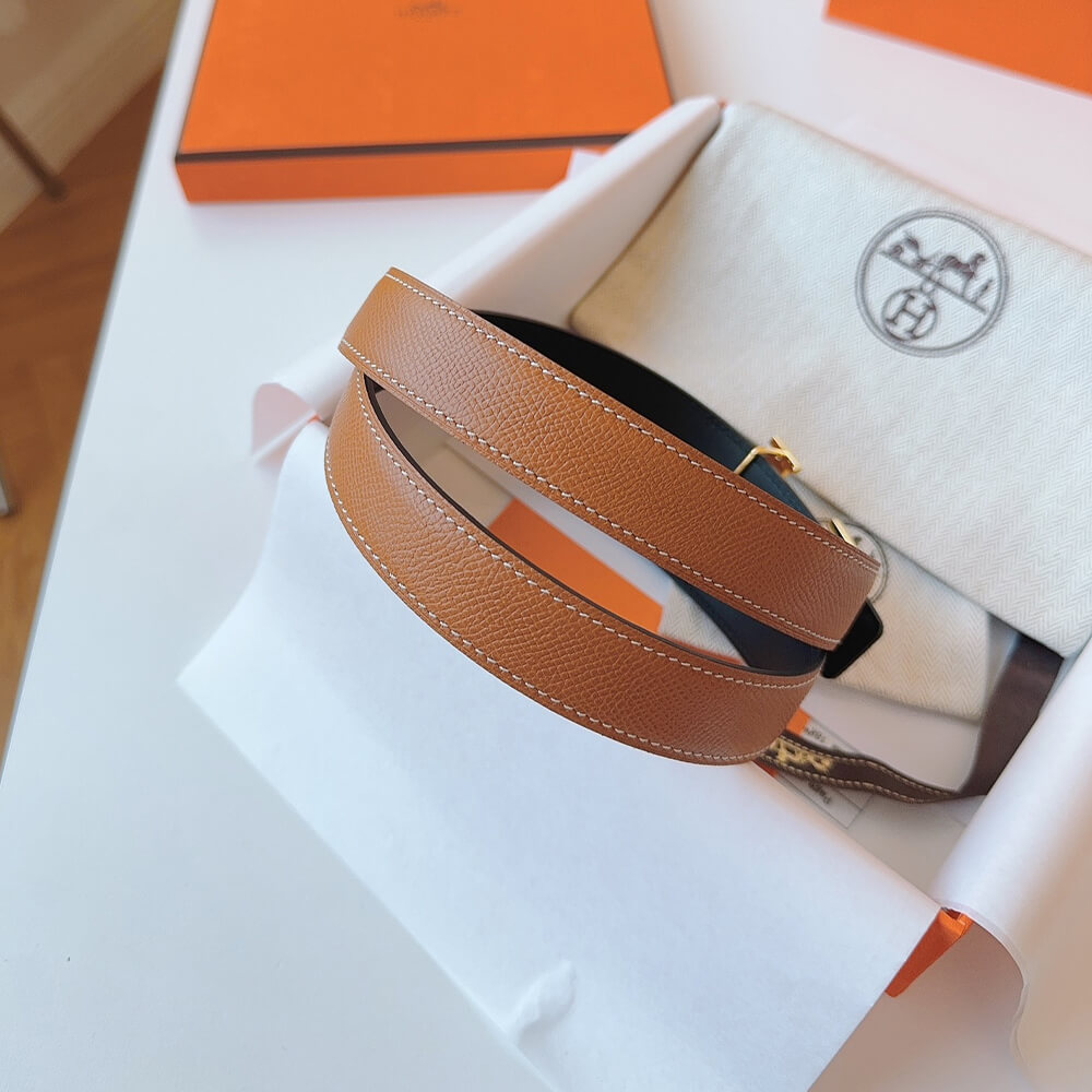 Mini Constance belt buckle & Reversible leather strap 24 mm