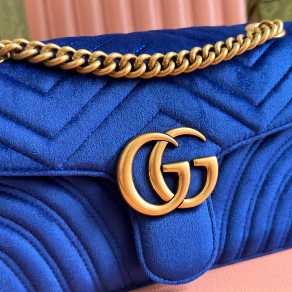 GG Velvet Small Marmont shoulder bag