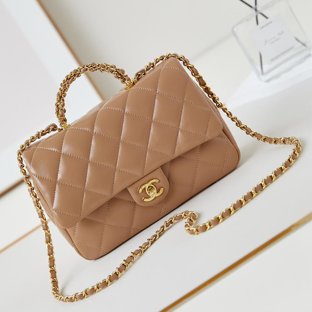 Ch*el flap bag with top handle
